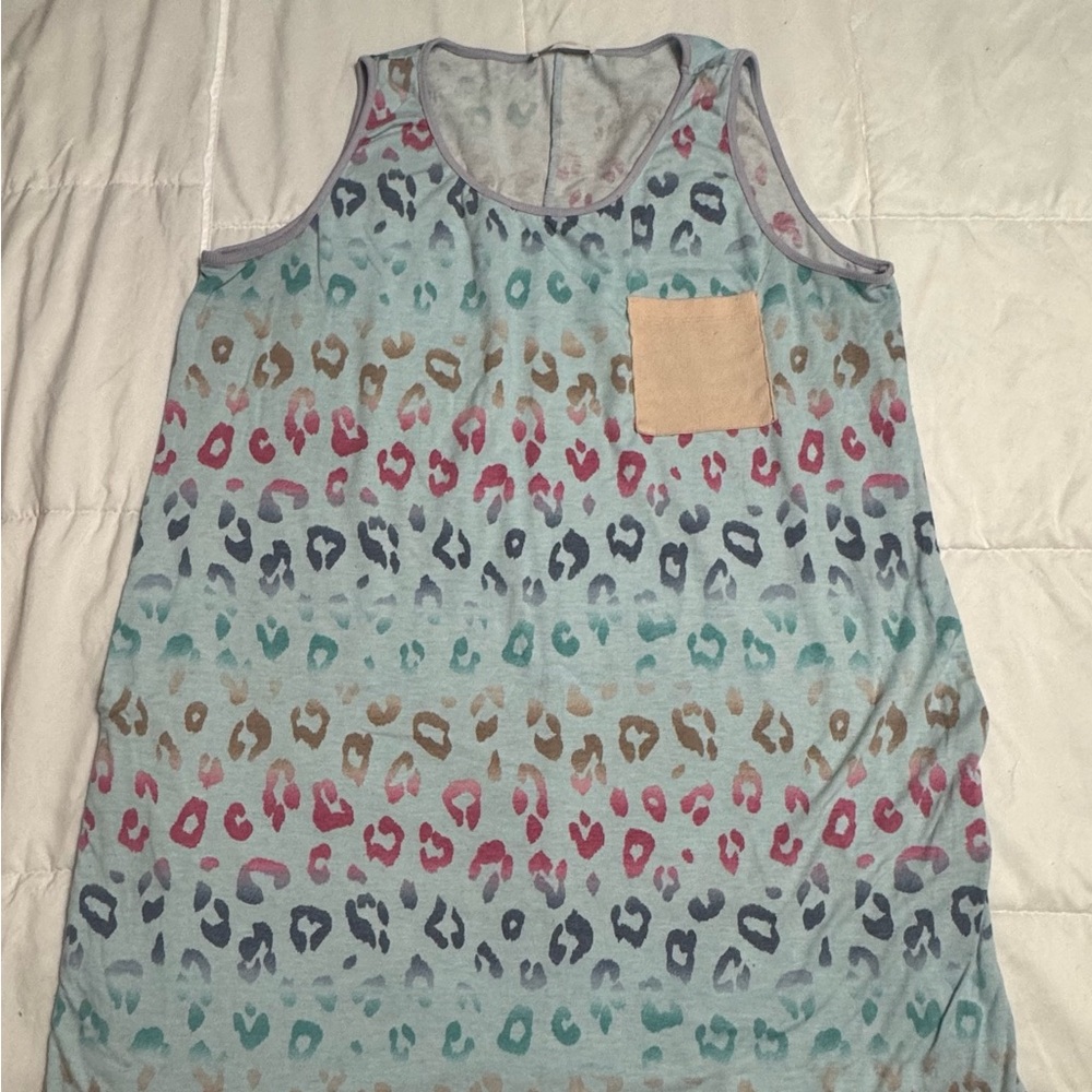 Colorful Leopard Print Tank Sleep Dress